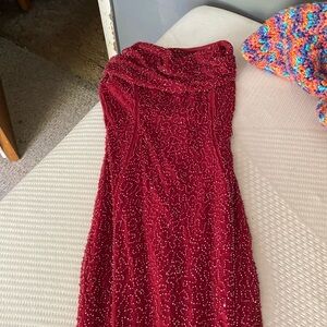 Long red beaded dress!
